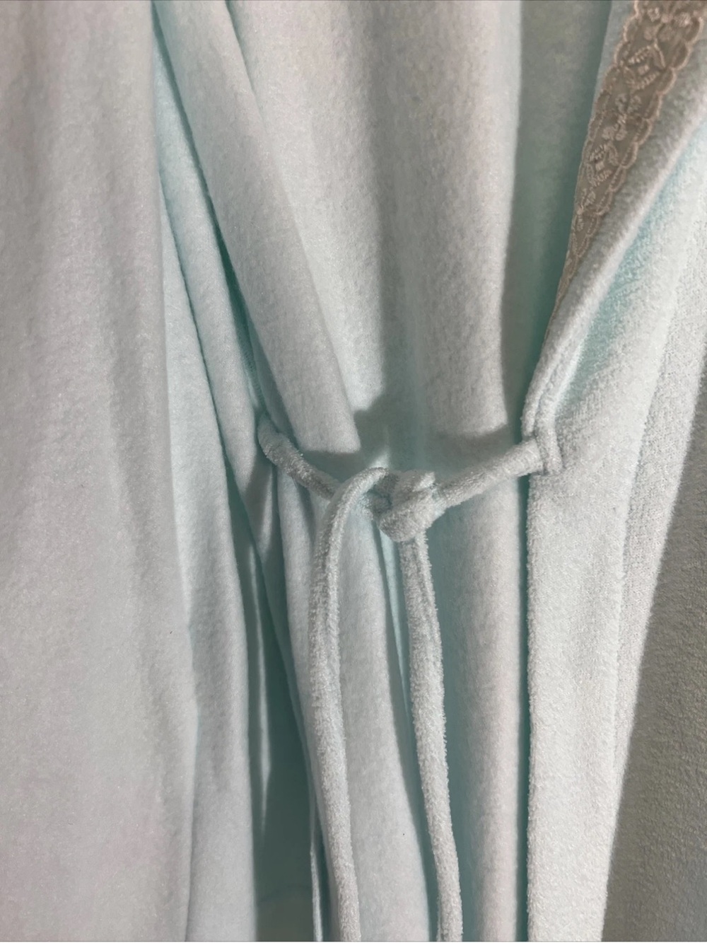 Miss Elaine Bathrobe Mint Blue with Embroidered Flowers & Lace Detail Large NWT! - Picture 7 of 8